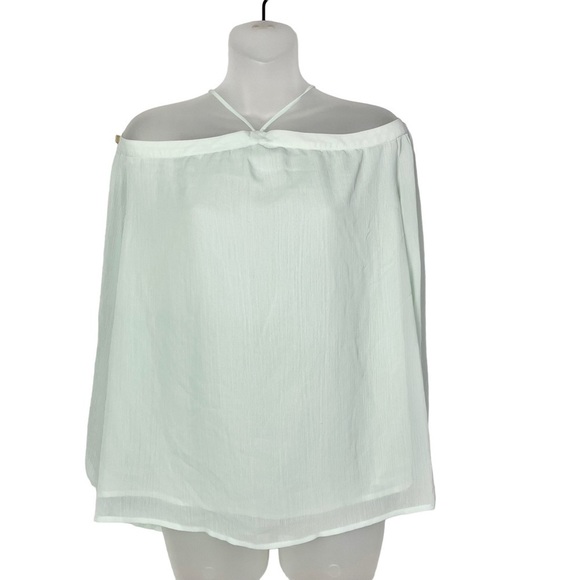 WAYF Mint Seafoam Green Liberty Off Shoulder Long Sleeve Blouse S - Picture 2 of 3